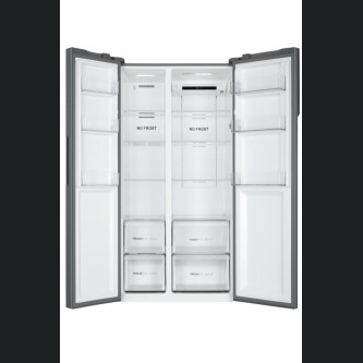 Krah për krah Haier HSR3918ENPG SBS 90 Seria 3 në këmbë, pa ngricë, ndriçim LED, klasi E, argjend i butë, L x H x I (mm) 908x647x1775