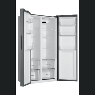 Krah për krah Haier HSR3918ENPG SBS 90 Seria 3 në këmbë, pa ngricë, ndriçim LED, klasi E, argjend i butë, L x H x I (mm) 908x647x1775