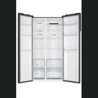 Krah për krah Haier HSR3918ENPB SBS 90 Seria 3, pa ngricë, Ndriçim LED, Klasa E, E zezë, L x H x L (mm) 908x647x1775