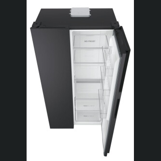 Krah për krah Haier HSR3918ENPB SBS 90 Seria 3, pa ngricë, Ndriçim LED, Klasa E, E zezë, L x H x L (mm) 908x647x1775