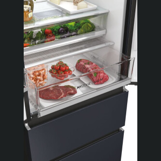 Frigorifer me shumë dyer Haier HFW7720ENMB FD 70 Seria 7, 4 dyer, Pa ngricë, ndriçim LED, Klasi E, E zezë, L x H x I (mm) 700x675x2006