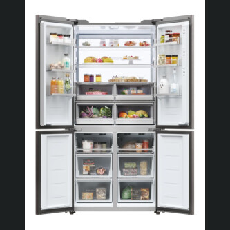 Krah për krah Haier HCW9919FSGB Seria 9 e pavarur, me 4 dyer, pa ngricë, ndriçim LED, klasi F, i zi, L x H x I (mm) 905x697x1900