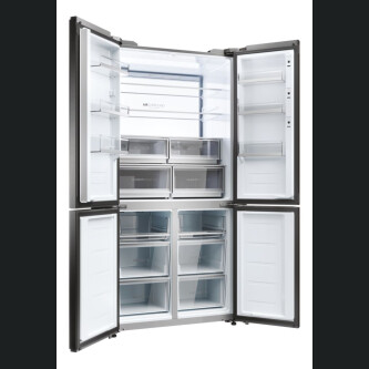 Krah për krah Haier HCW9919FSGB Seria 9 e pavarur, me 4 dyer, pa ngricë, ndriçim LED, klasi F, i zi, L x H x I (mm) 905x697x1900