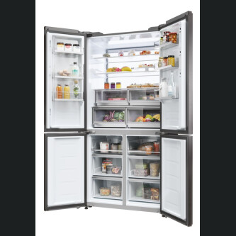 Krah për krah Haier HCW9919FSGB Seria 9 e pavarur, me 4 dyer, pa ngricë, ndriçim LED, klasi F, i zi, L x H x I (mm) 905x697x1900