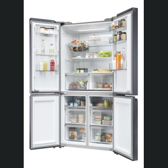 Ftohes me shumë dyer 90 Haier HCR5919ENMB Seria 5 e pavarur, 4 dyer, pa ngricë, ndriçim LED, klasi E, e zezë e krehur, L x H x I (mm) 908x648x1900