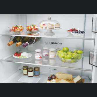 Ftohes me shumë dyer 90 Haier HCR5919ENMB Seria 5 e pavarur, 4 dyer, pa ngricë, ndriçim LED, klasi E, e zezë e krehur, L x H x I (mm) 908x648x1900