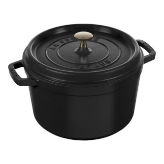 Tenxhere e thellë (Cocotte) 24 cm, e rrumbullakët, ngjyrë e zezë, prej hekuri të castuar - Zwilling