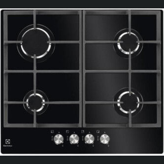 Pllakë me gaz Electrolux KGG6426K në xhami 60 cm e zezë
