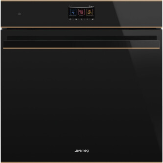 Furrë me avull SMEG Dolce Stil Novo, SO6604S4PNR, e zezë me shkëlqim me detaje bakri, 60 cm, kapaciteti 68 l, klasi A++