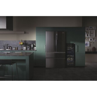 Frigorifer Haier HB26FSNAAA FD 100 Seria 7 me shumë dyer, 4 dyer, pa ngricë, ndriçim LED, klasi E, ikonik i zi, L x H x I (mm) 1005x760x1900