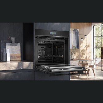 Furrë e integruar iQ700 me funksion mikrovalë Siemens HM776GKB1, 60 x 60 cm e zezë,  inox, 67 litra