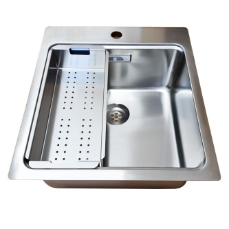 Lavaman kuzhine CookingAid UNA 46  inox + Bonus: Kundër grirës ABS i kthyeshëm në kullues enësh + aksesorë montimi