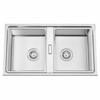 Lavaman kuzhine me 2 tasa të dyfishtë  inox CookingAid FUSION 86BB i kthyeshëm majtas/djathtas + aksesorë montimi