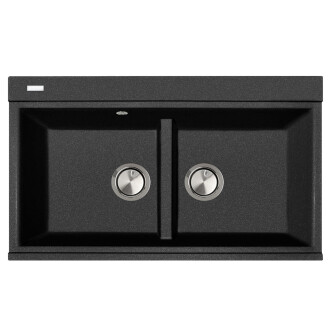 Lavaman kuzhine graniti dopio me 2 tasa CookingAid Kinga LX8620 Kuarc Metal Zi / Zi + aksesorë montimi