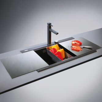 Lavaman kuzhine graniti dopio me 2 tasa CookingAid Kinga LX8620 Kuarc Metal Zi / Zi + aksesorë montimi