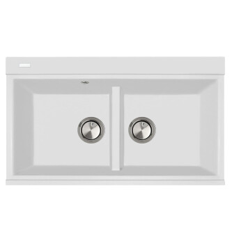 Lavaman kuzhine me dy granit me 2 tasa CookingAid Kinga LX8620 White / Polar White + aksesorë instalimi