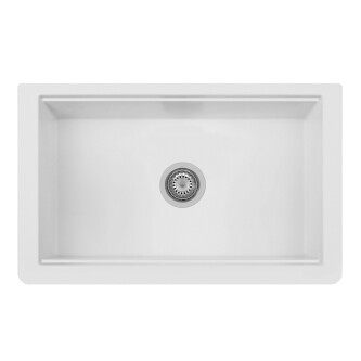Lavaman i kthyeshëm kuzhine graniti CookingAid Lux ​​· LX8410 Përparëse e shtëpisë në fermë White / Polar White + aksesorë instalimi