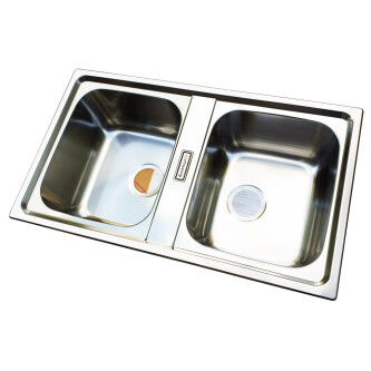 Lavaman kuzhine me 2 tasa të dyfishtë  inox CookingAid URBAN 86BB i kthyeshëm majtas/djathtas + aksesorë montimi
