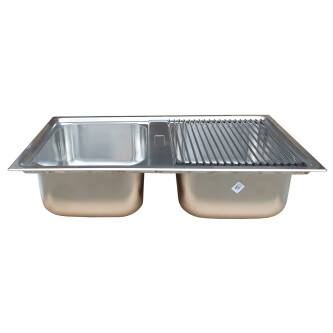 Lavaman kuzhine me 2 tasa të dyfishtë  inox CookingAid URBAN 86BB i kthyeshëm majtas/djathtas + aksesorë montimi