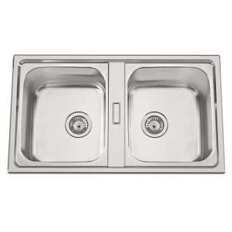 Lavaman kuzhine me 2 tasa të dyfishtë  inox CookingAid URBAN 86BB i kthyeshëm majtas/djathtas + aksesorë montimi