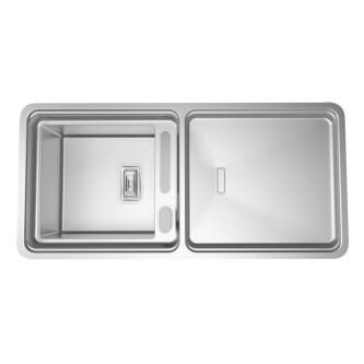 Lavaman kuzhine CookingAid VISION 100  inox me rubinet teleskopik të integruar, grimcues xhami të kalbur + aksesorë montimi