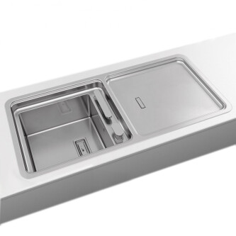 Lavaman kuzhine CookingAid VISION 100  inox me rubinet teleskopik të integruar, grimcues xhami të kalbur + aksesorë montimi