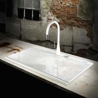 Lavaman kuzhine me dy granit me 2 tasa CookingAid Kinga LX8620 White / Polar White + aksesorë instalimi