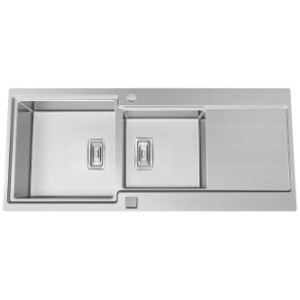 Lavaman kuzhine inox CookingAid EVO 116 dopio me 2 tasa + pikatore dhe valvul automatike të kthyeshme majtas/djathtas + aksesorë montimi