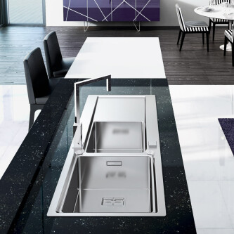 Lavaman kuzhine inox CookingAid EVO 116 dopio me 2 tasa + pikatore dhe valvul automatike të kthyeshme majtas/djathtas + aksesorë montimi