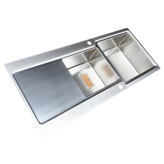 Lavaman kuzhine inox CookingAid EVO 116 dopio me 2 tasa + pikatore dhe valvul automatike të kthyeshme majtas/djathtas + aksesorë montimi