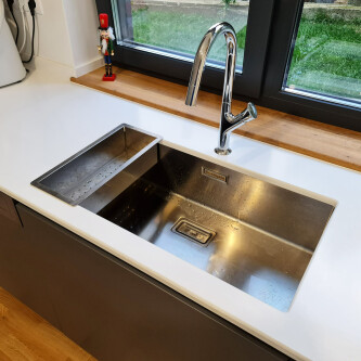 CookingAid Box Lux 74 lavaman kuzhine  inox me valvul kullimi drejtkëndor dhe aksesorë montimi