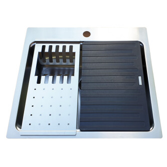Lavaman kuzhine CookingAid UNA 57 inox me EASY DRAINER + Bonus: kundrejt grirës ABS i kthyeshëm në kullues enësh + aksesorë montimi