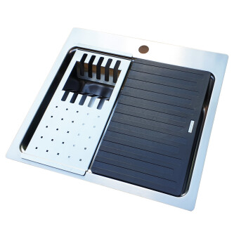 Lavaman kuzhine CookingAid UNA 57 inox me EASY DRAINER + Bonus: kundrejt grirës ABS i kthyeshëm në kullues enësh + aksesorë montimi