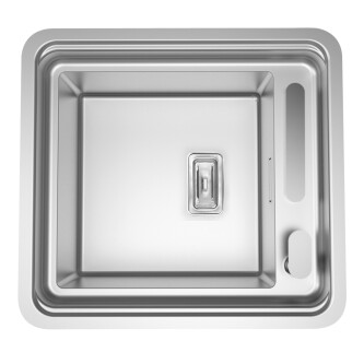 CookingAid VISION 40 lavaman kuzhine  inox me rubinet të integruar teleskopik, grirëse xhami të kalitur + pajisje montimi ideale për montim nën