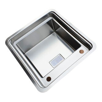 CookingAid VISION 40 lavaman kuzhine  inox me rubinet të integruar teleskopik, grirëse xhami të kalitur + pajisje montimi ideale për montim nën