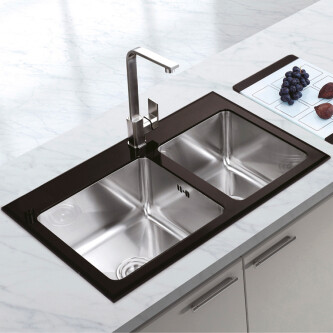Lavaman kuzhine u inox CookingAid TEMPERED GLASS DUO me grirëse të personalizuar të xhamit të kalitur, kullues enësh/makaronash/frutash, skarë rrotullimi prej u inoks + një