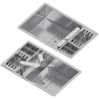 CookingAid lavaman kuzhine INVISIBLE 70 inox me kullues enësh dhe rubinet teleskopik të integruar, mbulesë të padukshme kullimi, grirëse xhami të kalbur