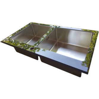 Lavaman kuzhine u inox CookingAid TEMPERED GLASS DUO me grirëse të personalizuar të xhamit të kalitur, kullues enësh/makaronash/frutash, skarë rrotullimi prej u inoks + një