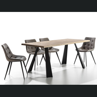 Tavolinë fikse HELSINKI, me strukturë metalike të lyer me ngjyrë të zezë, sipër melamine, ARAN