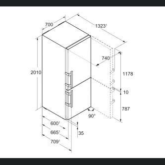 Kombinimi i Frigorifert Liebherr CBNbe 5775, Premium BioFresh dhe NoFrost, 392 l, B