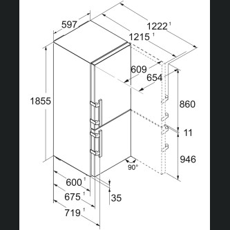 Kombinimi i Frigoriferit Liebherr SBNsdd 5264 Prime, BioFresh dhe NoFrost, 313 l, D