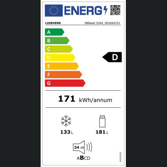 Kombinimi i Frigoriferit Liebherr SBNsdd 5264 Prime, BioFresh dhe NoFrost, 313 l, D