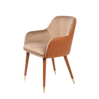 Karrige Jaqueline Leather & Velvet, kadife premium, lëkurë natyrale, këmbë bronzi