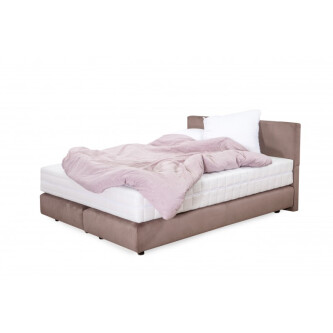 Krevat Boxspring Alviano, thjesht i veshur me susta, me lartesi krevati 90 cm, dyshek i perfshire, pa siper
