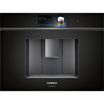 Aparat kafeje i integruar Siemens CT918L1D0, ekran TFT me ngjyra, lidhje në shtëpi, lidhje rrjeti, e zezë