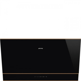 Aspirator dekorativ muri SMEG Dolce Stil Novo KV694R, xham i zi dhe bakri, 90 cm