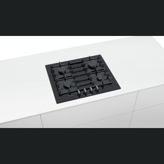 Pllakë gazi Bosch PPP6A6M90, 60 cm, Quartz, E zezë