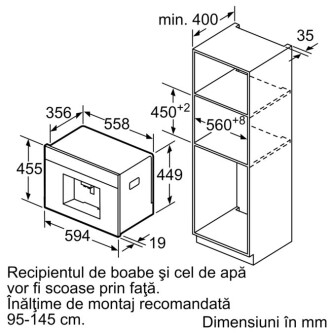 Aparat kafeje automatike e integruar Bosch CTL836EC6, e zezë