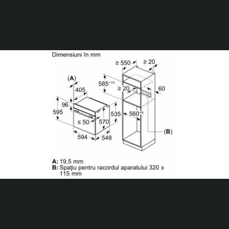 Furrë multifunksionale e integruar Bosch HBA5360W0, 71 l, A
