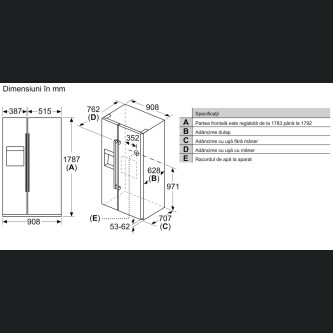 Krah për krah Neff KA3923IE0, shpërndarës akulli, NoFrost, 562 l, Inox, E